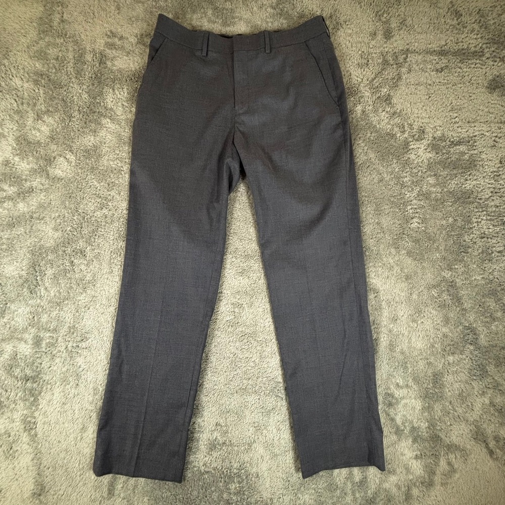 Calvin Klein Mens Dress Pants Charcoal Gray Flat Front Straight Leg 33x29